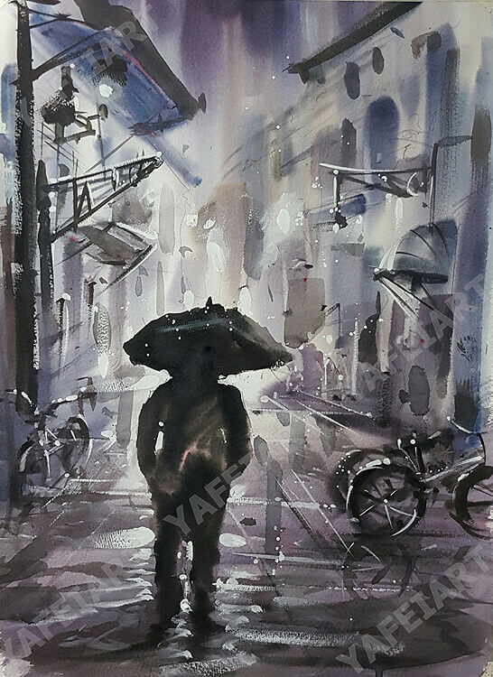 水彩雨景課堂示範